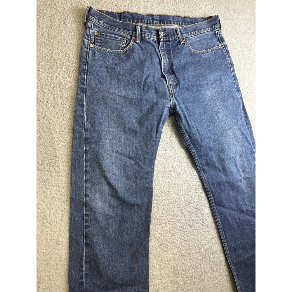 Levis 505 Jeans Mens Size 38 X 34 Blue Straight Leg‎ Dark Wash Classic Denim